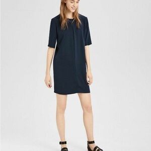 THEORY Crepe Keyhole navy dress